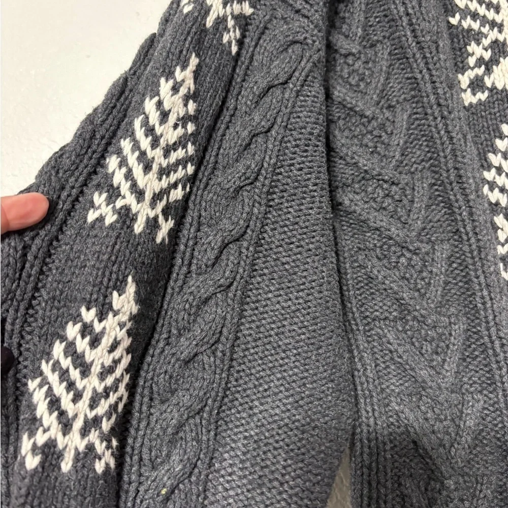 Vintage Hand Knit Men’s Heavyweight Nautica Charcoal Gray/Cream Cableknit Sweate